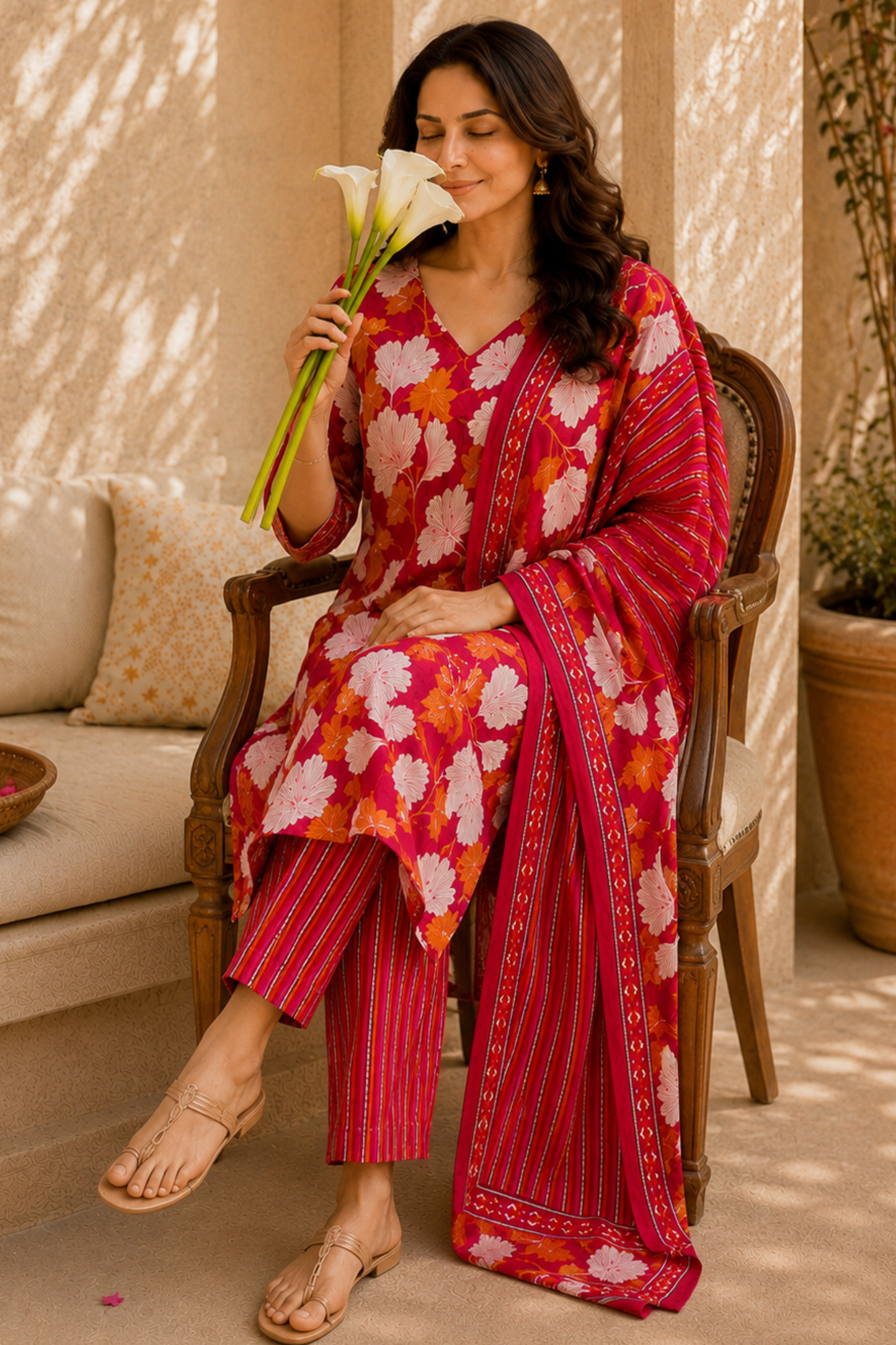 Scarlet Summer Cotton Suit Set