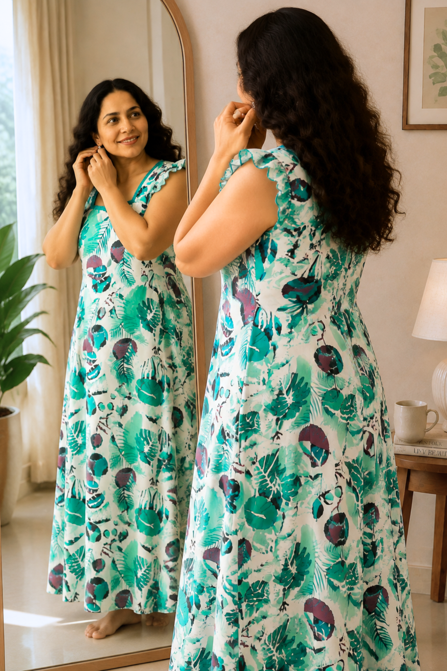 Palm Whisper Rayon Lounge Dress