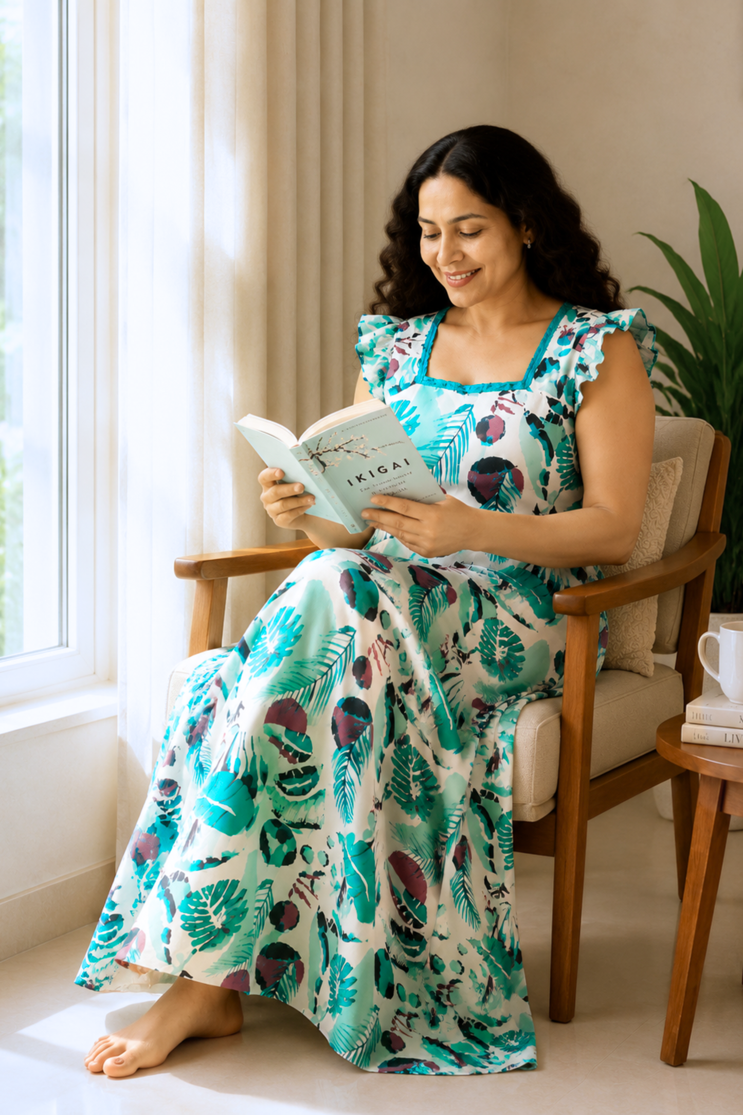 Palm Whisper Rayon Lounge Dress