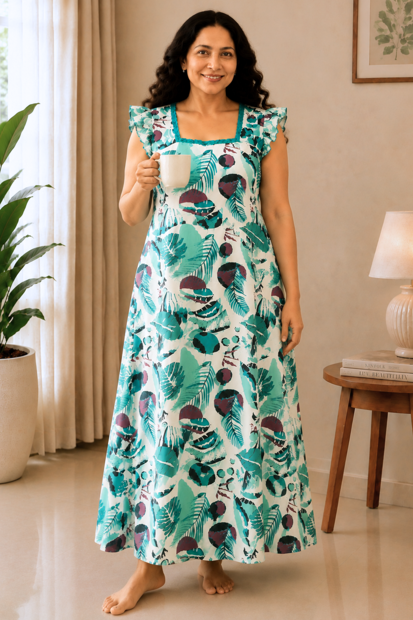 Palm Whisper Rayon Lounge Dress