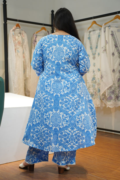 Frozen Dew Cotton A-Line Kurta Set