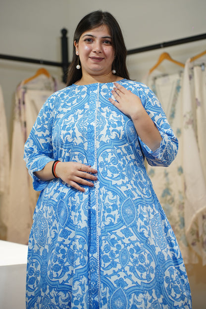 Frozen Dew Cotton A-Line Kurta Set