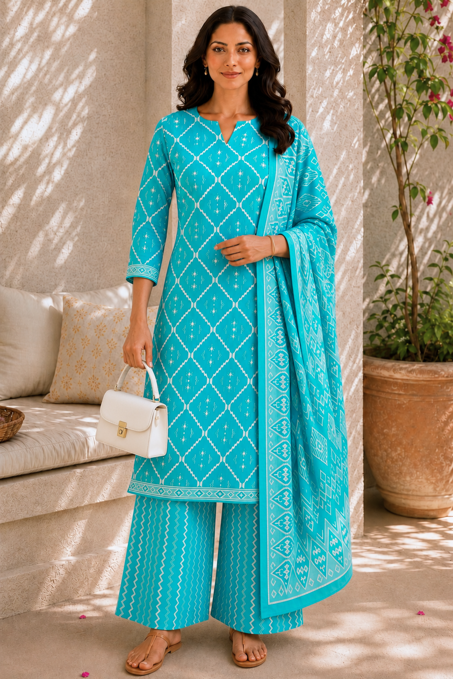 Coastal Canvas Cotton Straight Suit
