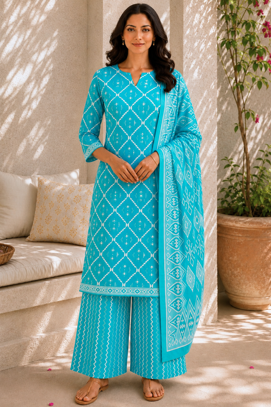 Coastal Canvas Cotton Straight Suit