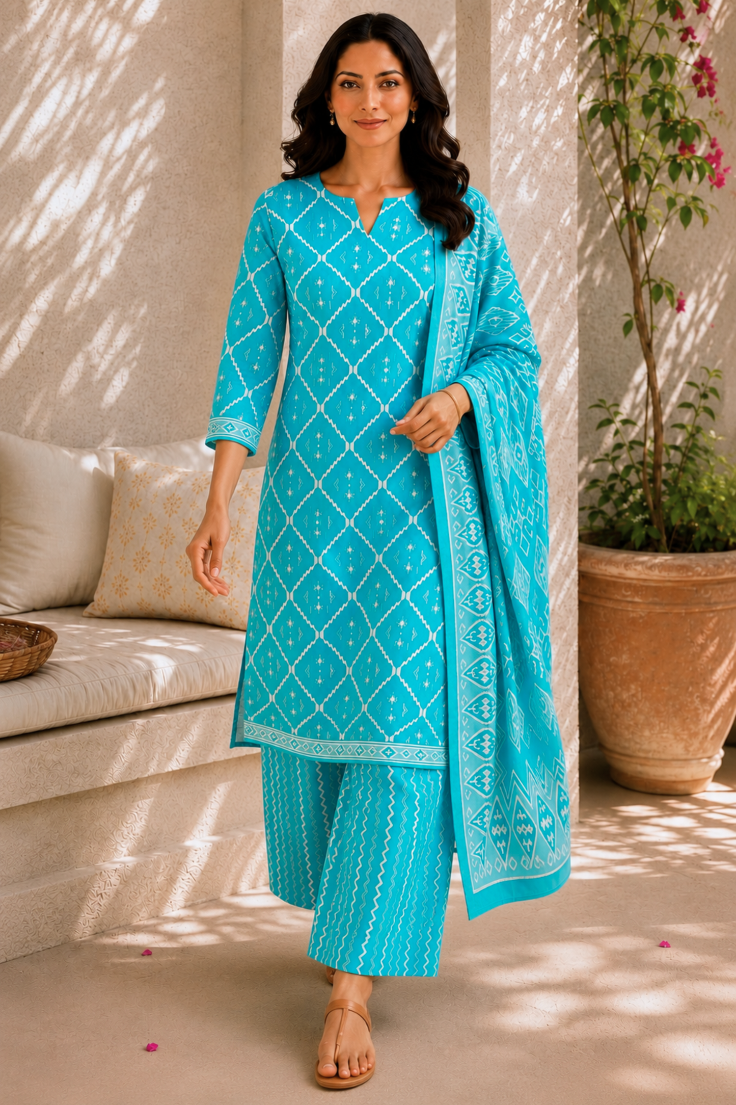 Coastal Canvas Cotton Straight Suit