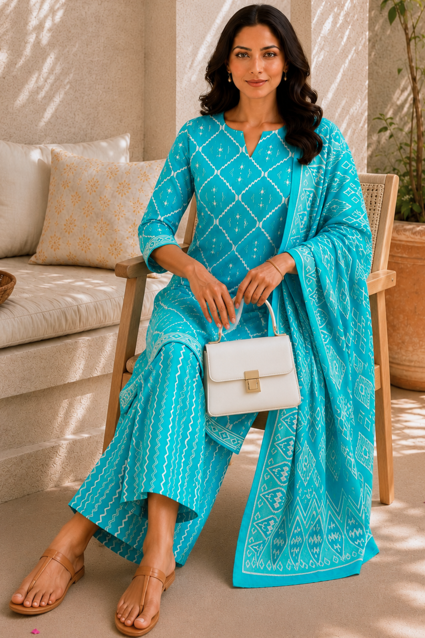 Coastal Canvas Cotton Straight Suit