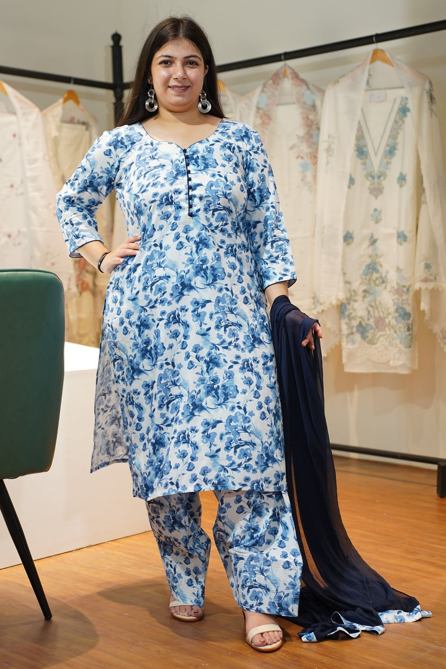 Sky Floral Farshi Salwar Suit