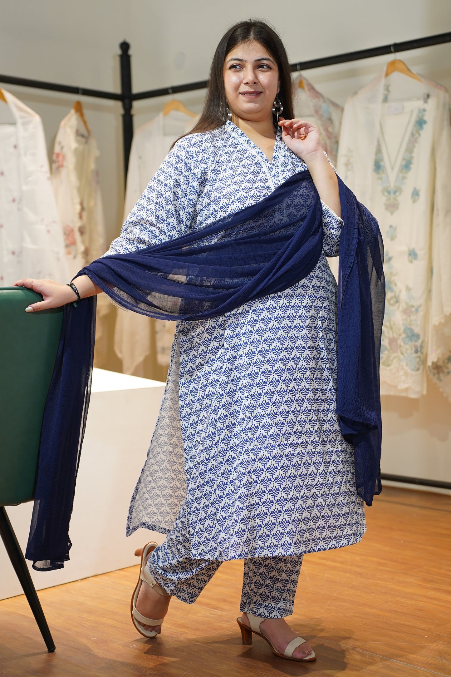 Ivory Neelakshi A-line Cotton Suit Set