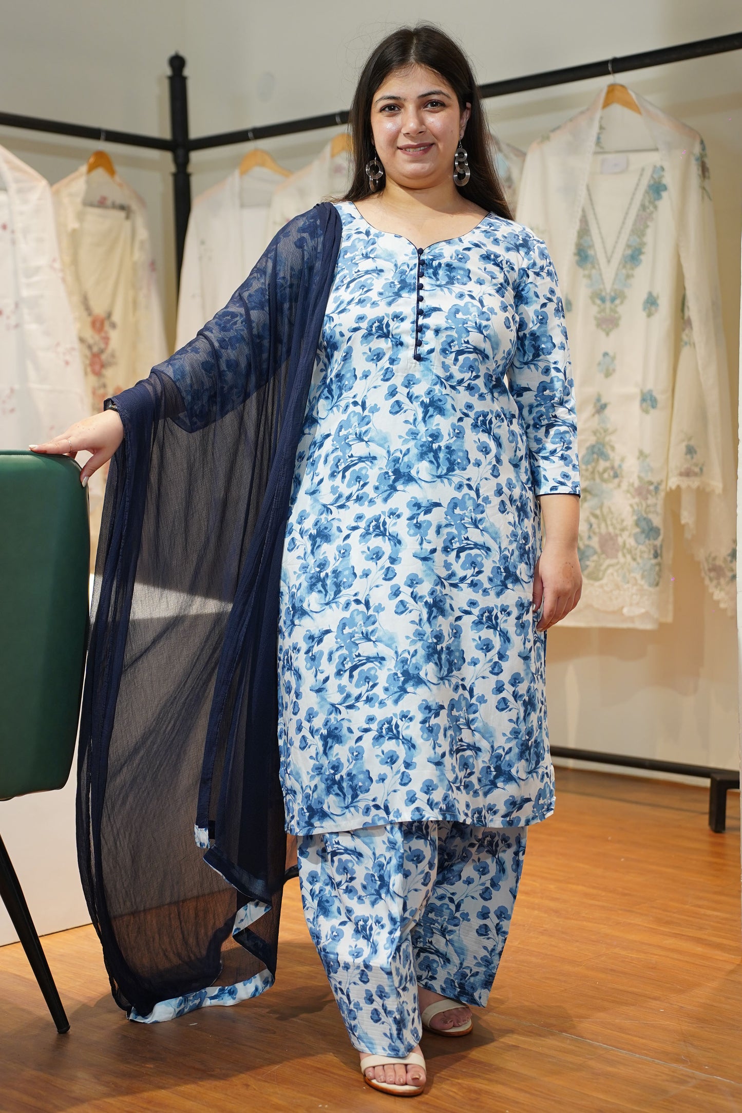 Sky Floral Farshi Salwar Suit