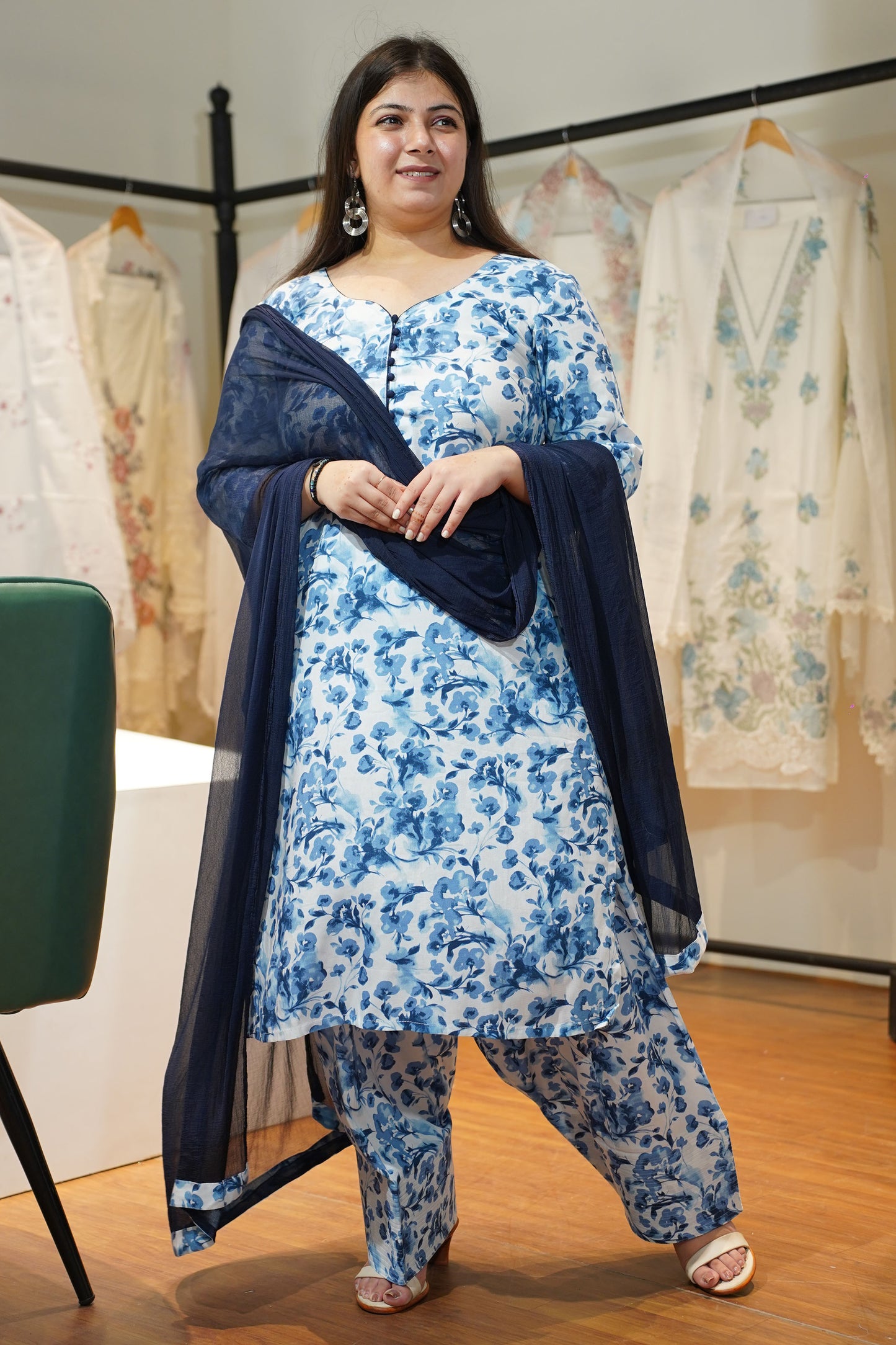 Sky Floral Farshi Salwar Suit