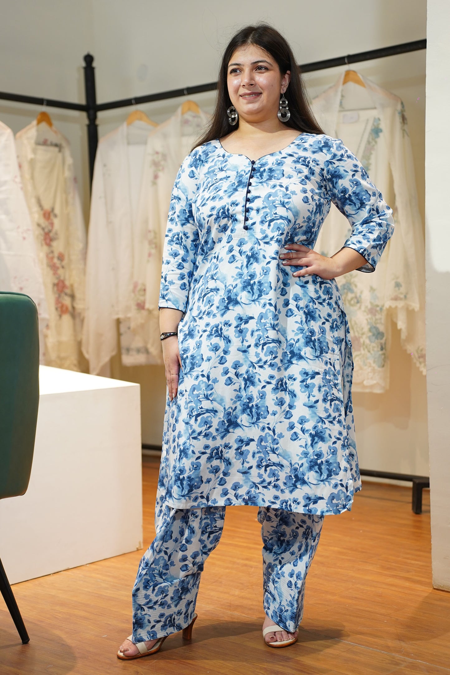 Sky Floral Farshi Salwar Suit