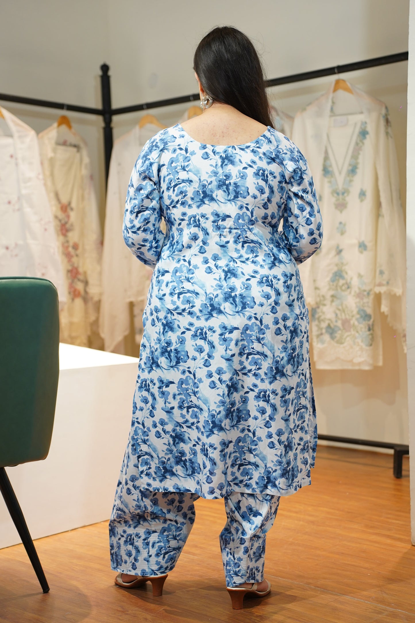 Sky Floral Farshi Salwar Suit