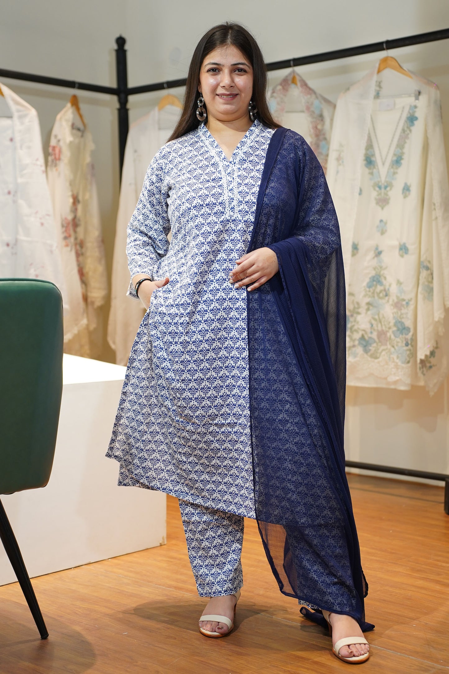 Ivory Neelakshi A-line Cotton Suit Set