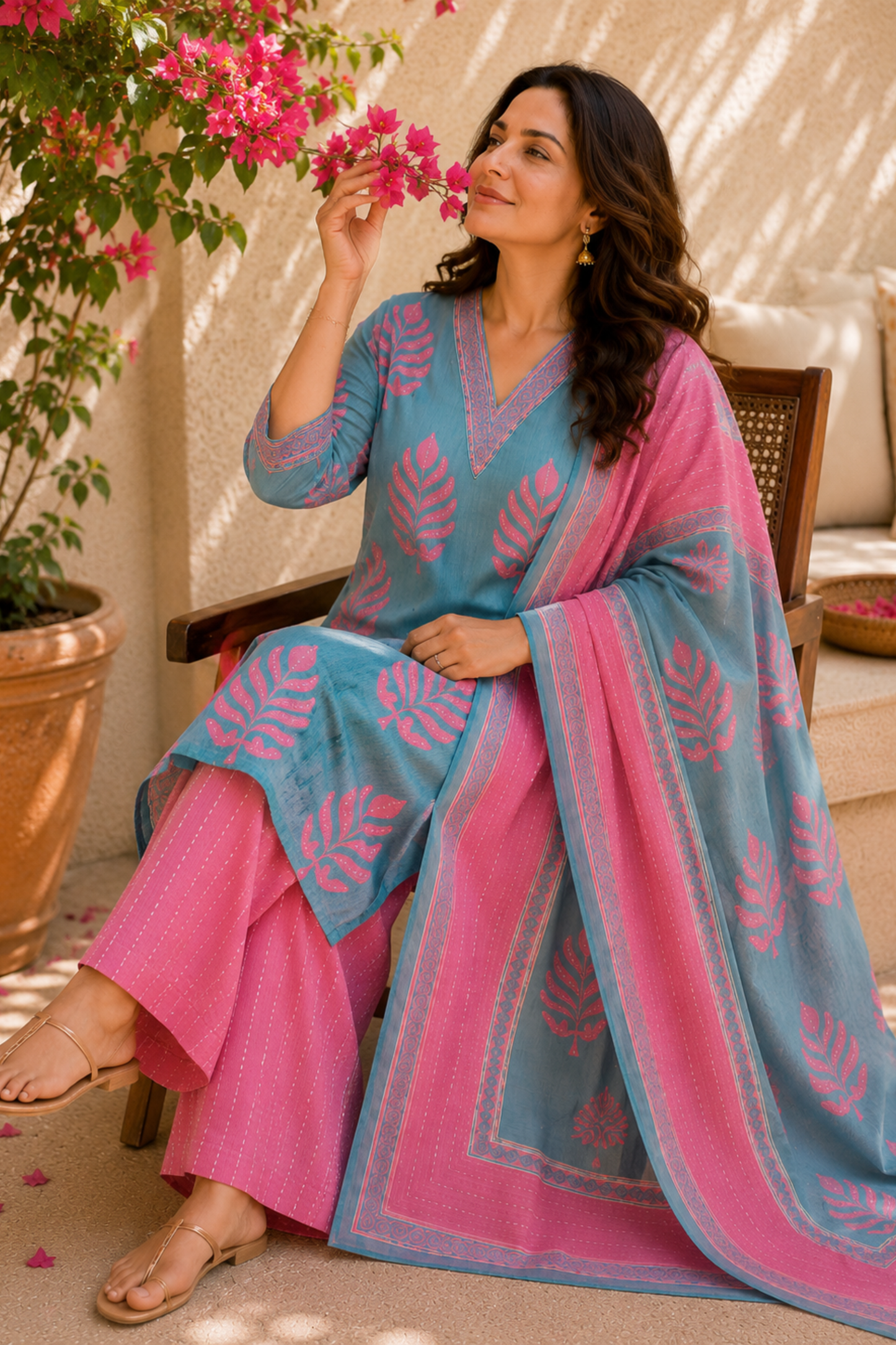 Skywashed Pink Cotton Suit Set
