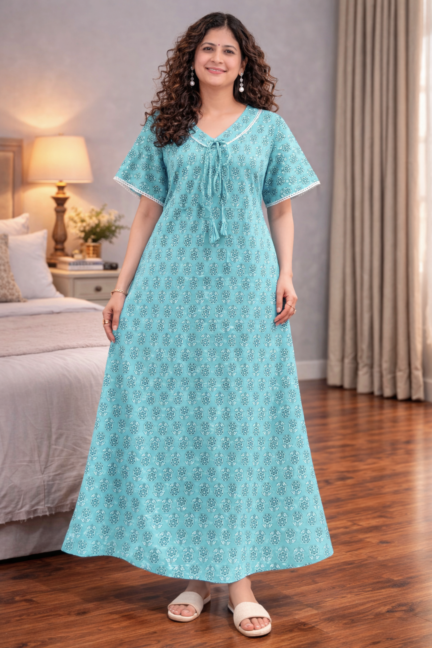 Soothing Sky Cotton Night Gown