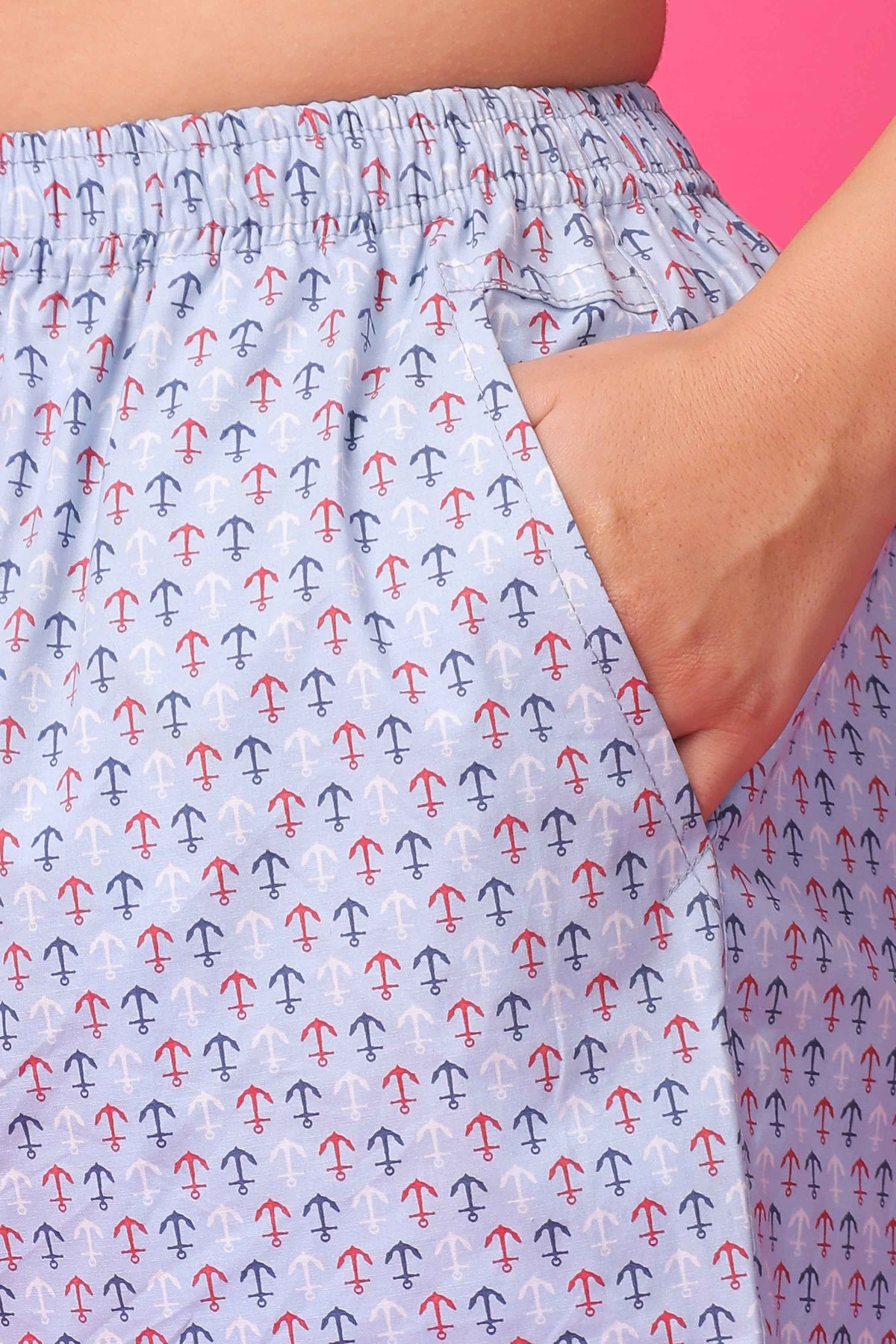 Buy Plus Size ​Sky Printed Poplin Shorts At Apella | Sizes XS to 10 XL | India | Free Delivery | Customized
