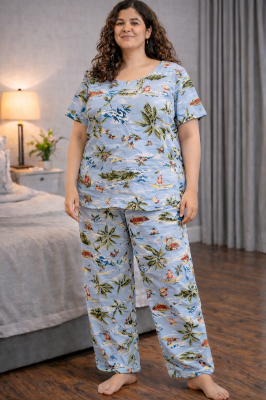Sky Escape Rayon Night Suit