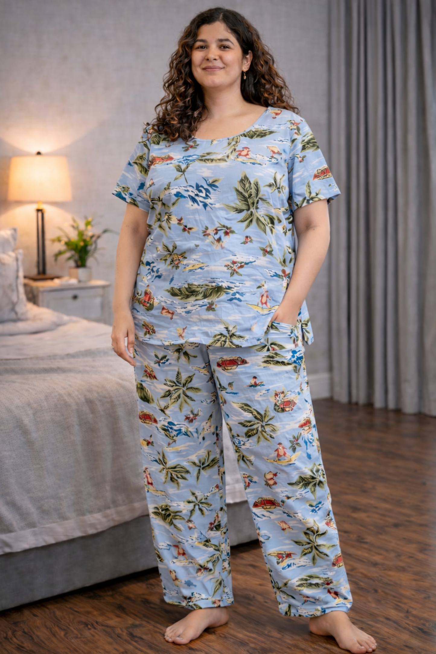 Sky Escape Rayon Night Suit