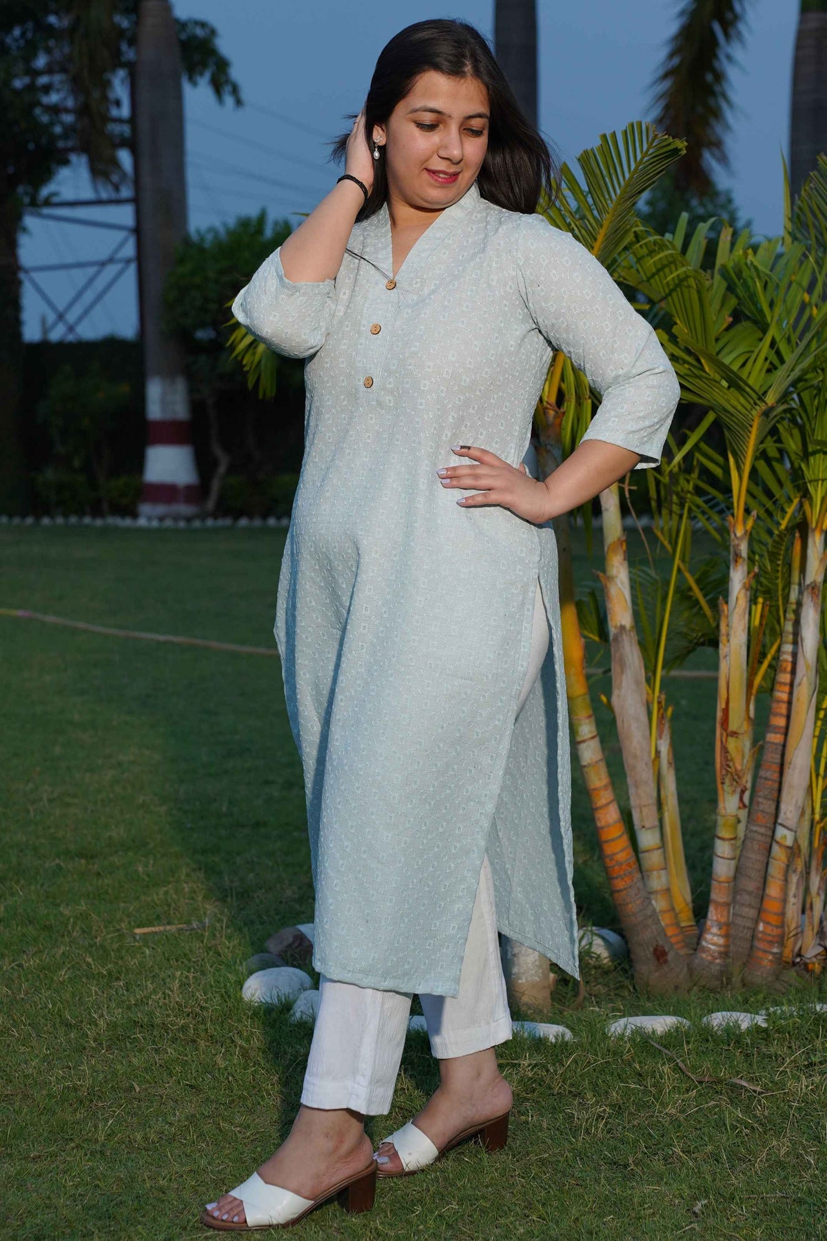 Buy Plus Size ​Skyline Embroidered Cotton Kurta Set At Apella | Sizes XS to 10 XL | India | Free Delivery | Customized