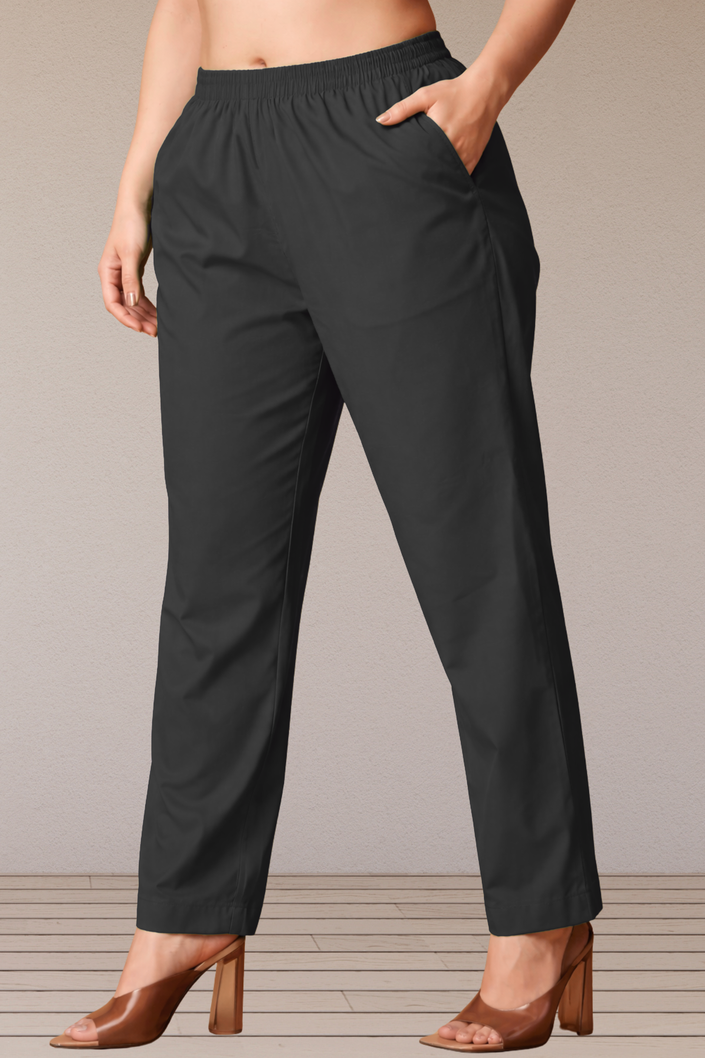 Smoke Black Cotton Kurti Pant