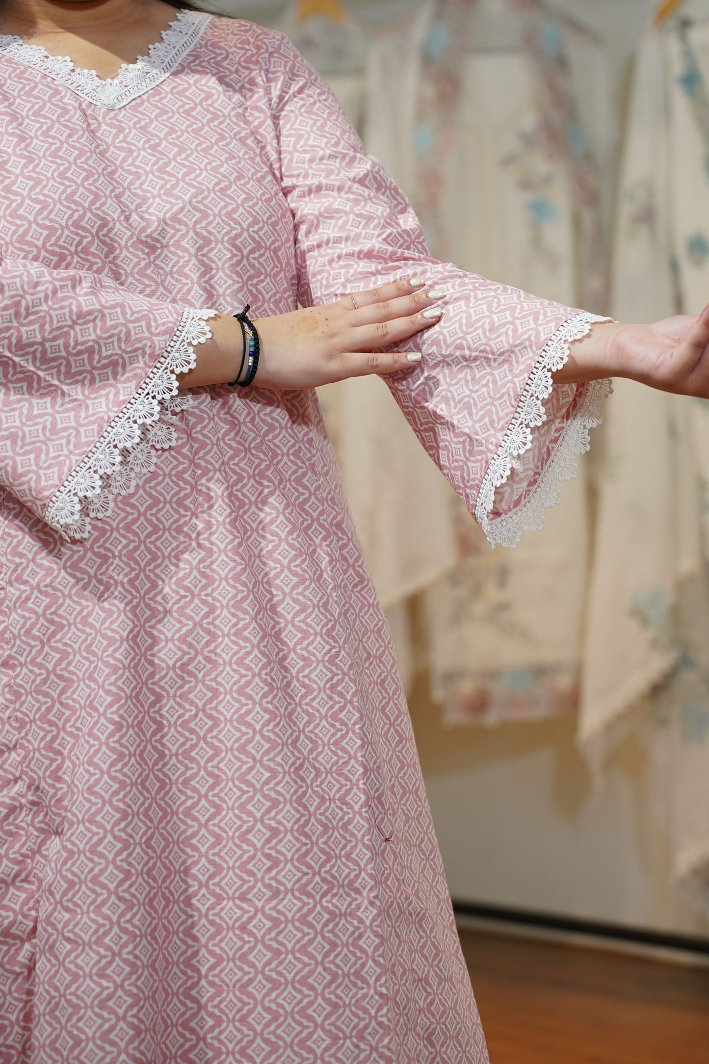 Soft Pink A-line Cotton Kurta Set