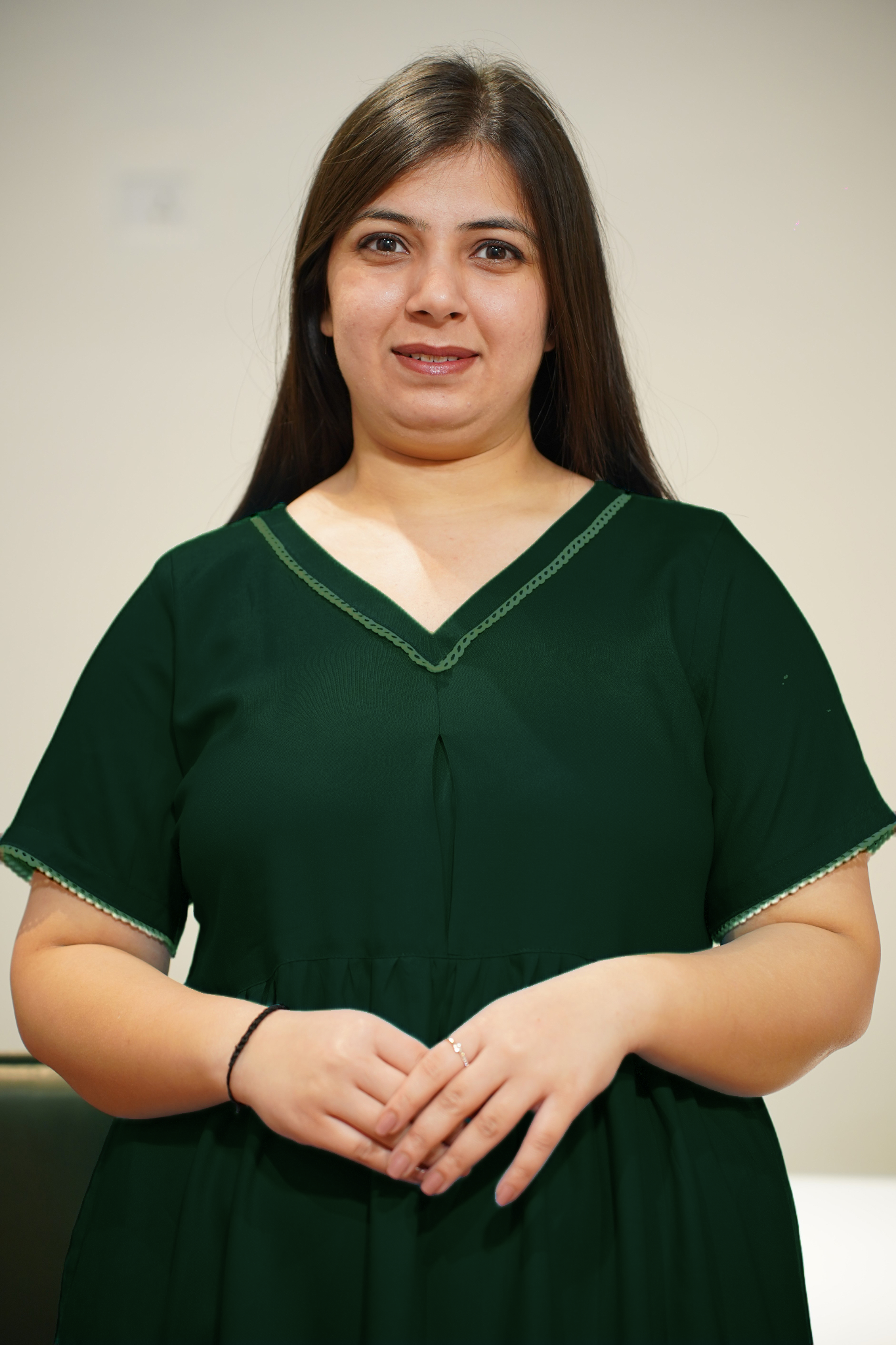 Solid Bottle Green Rayon Night Gown