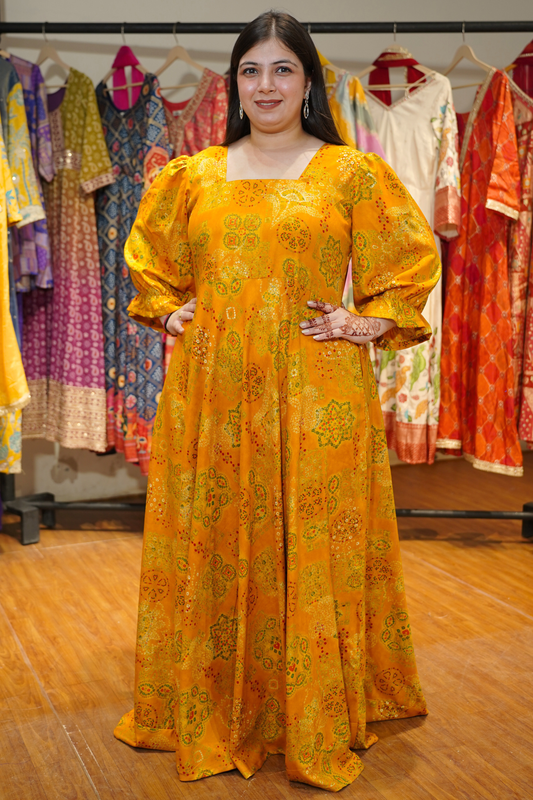 Sunray Song Foiled Rayon Dress With Pockets