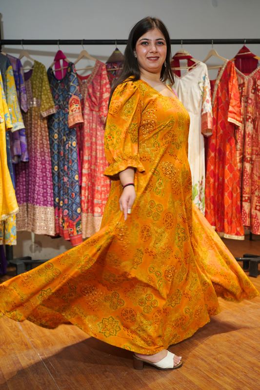 Sunray Song Foiled Rayon Dress With Pockets