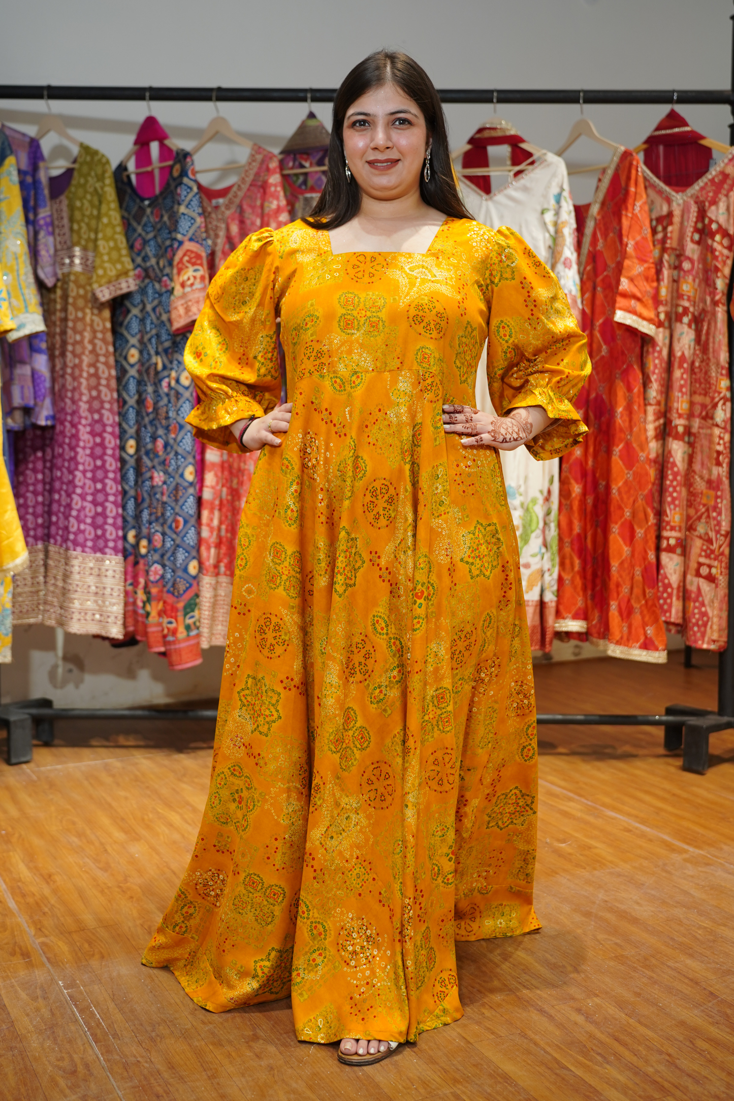 Sunray Song Foiled Rayon Dress With Pockets