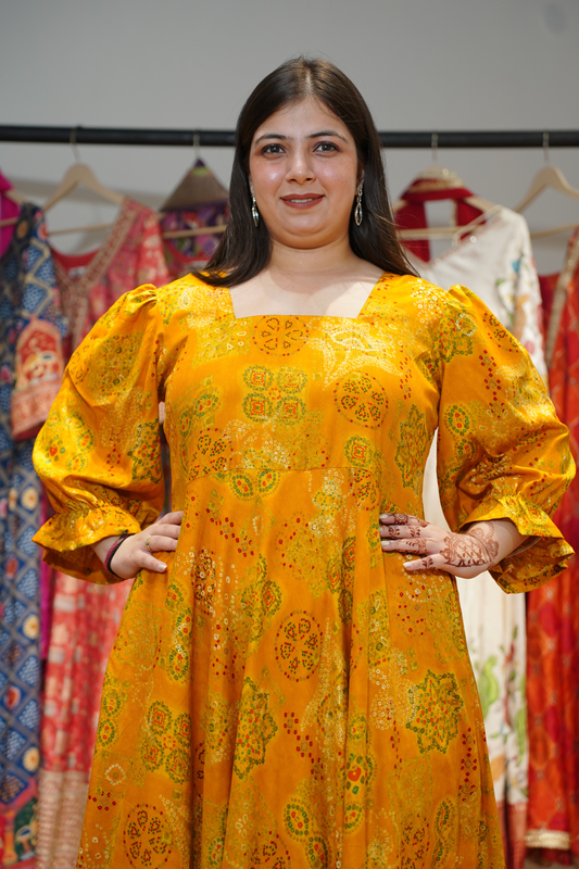 Sunray Song Foiled Rayon Dress With Pockets