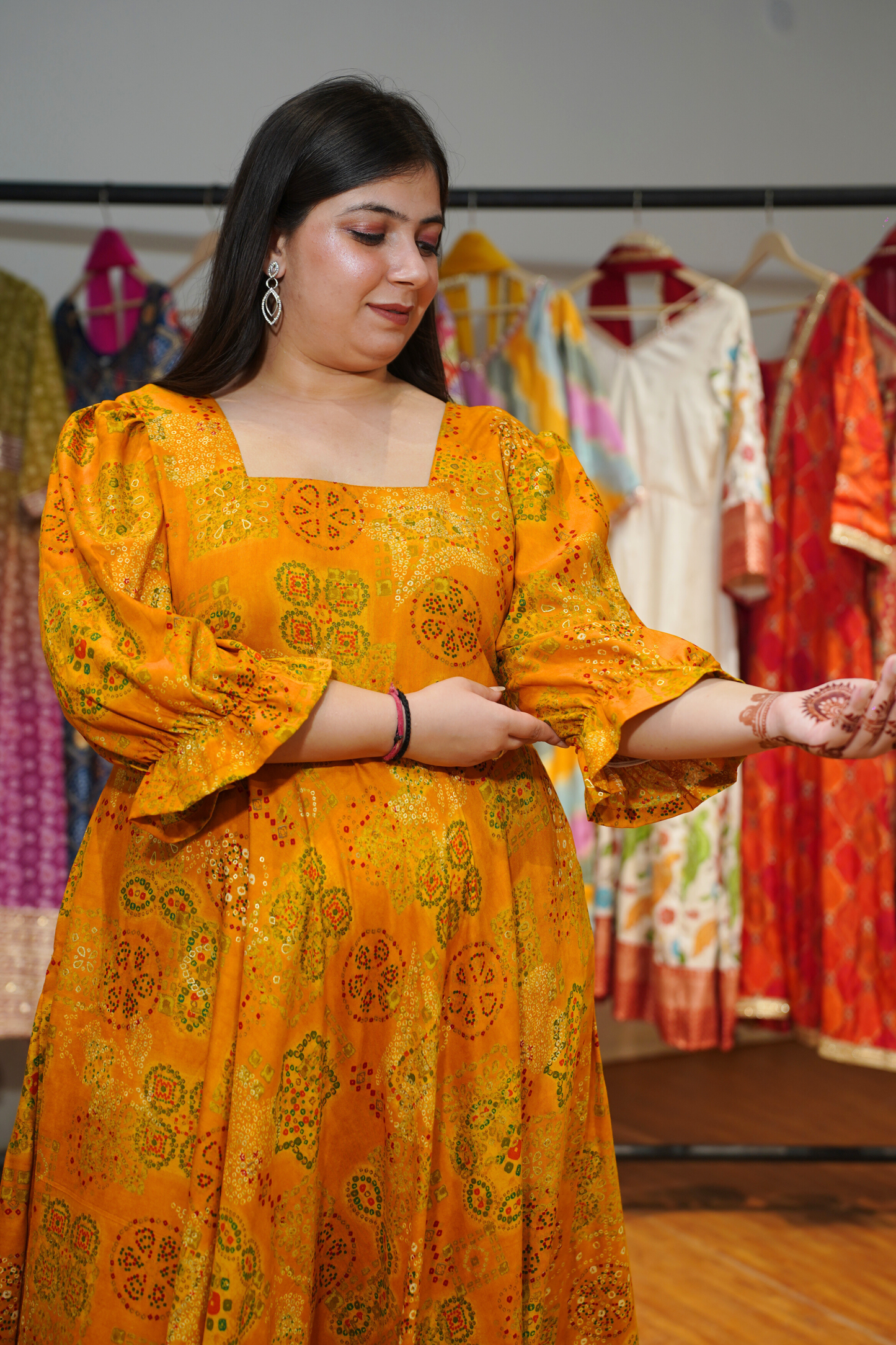 Sunray Song Foiled Rayon Dress With Pockets