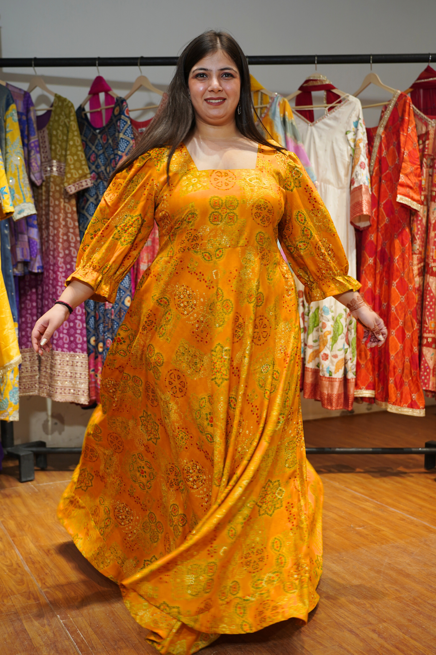 Sunray Song Foiled Rayon Dress With Pockets