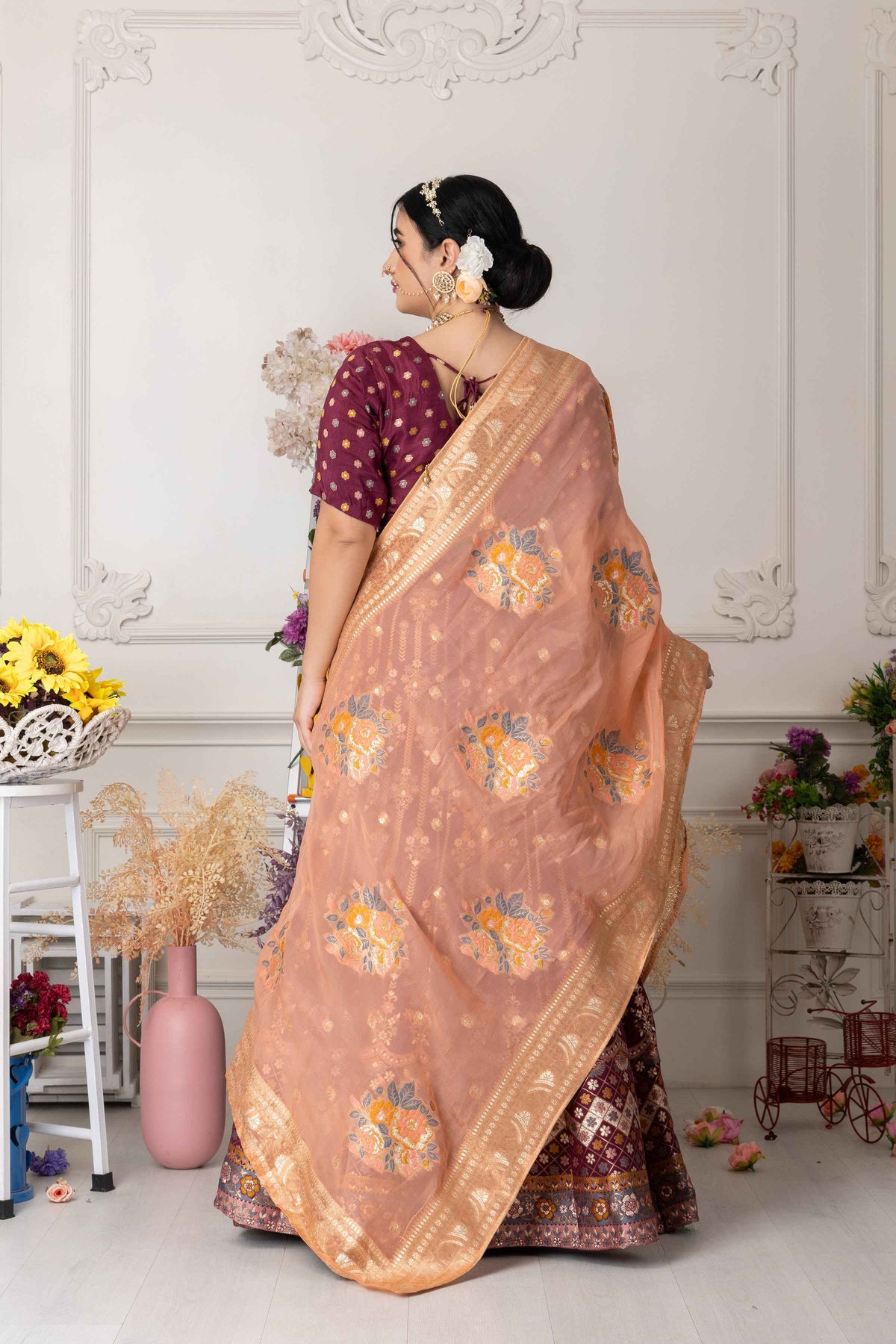Buy Plus Size ​Suramya Utsav Banarasi Silk Lehenga At Apella | Sizes XS to 10 XL | India | Free Delivery | Customized