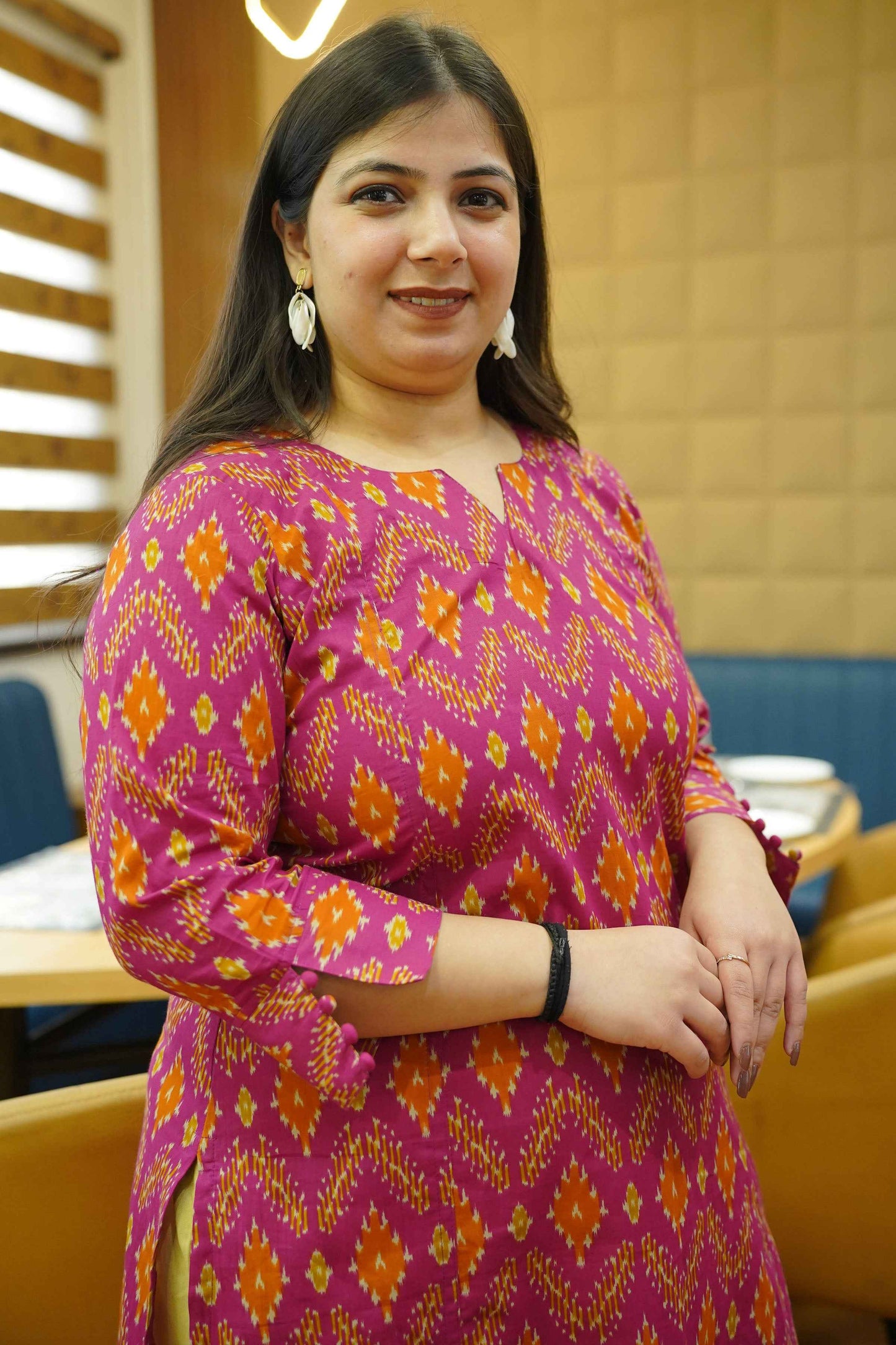 Tangy Fuchsia Ikat Cotton Kali Kurta