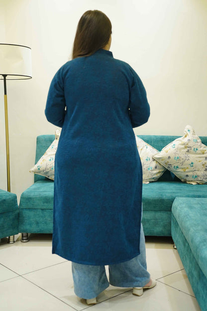 Teal Snuggle Knitted Woollen Kurta