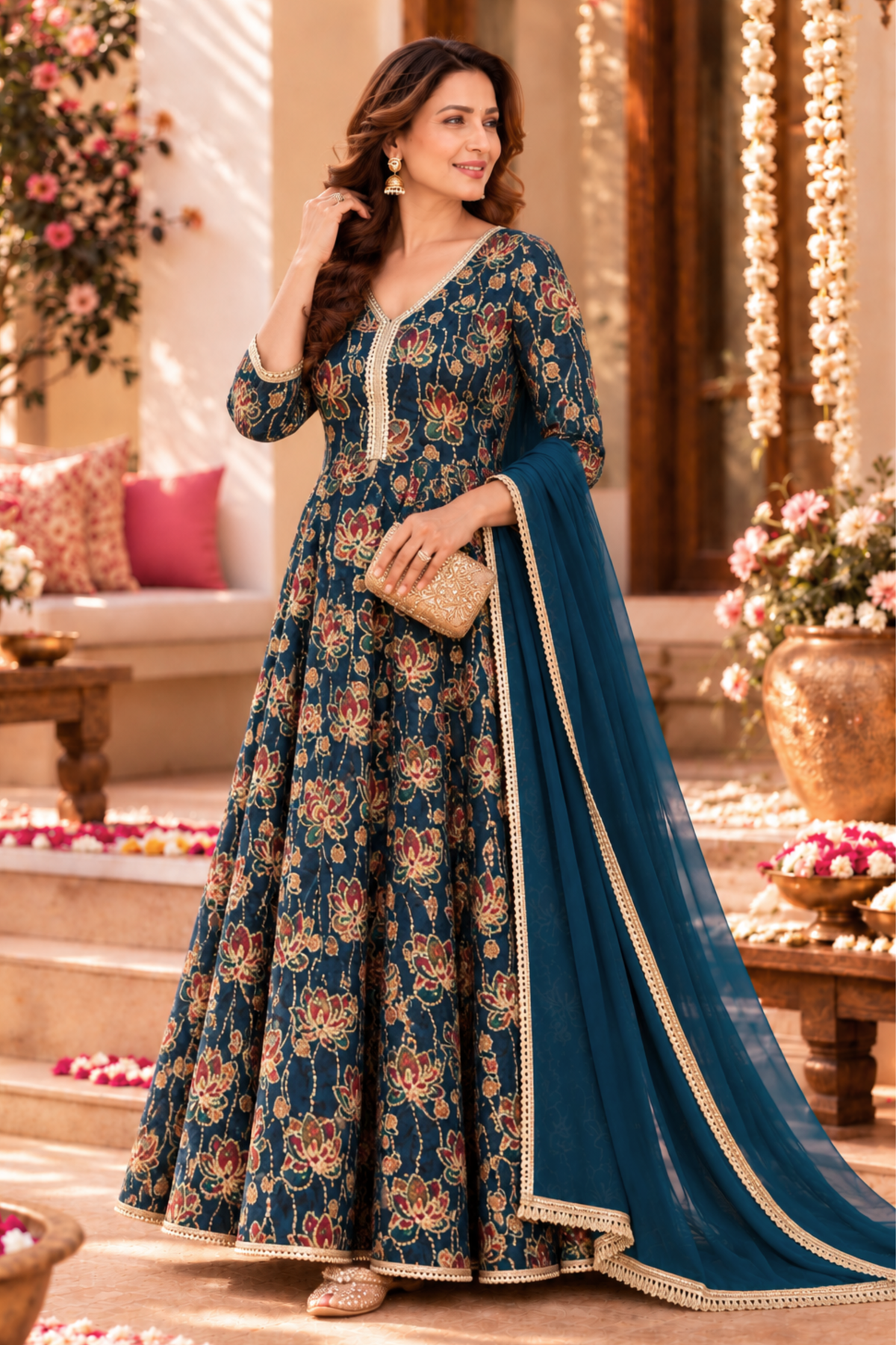 Vintage Delight Chinon Anarkali Dress