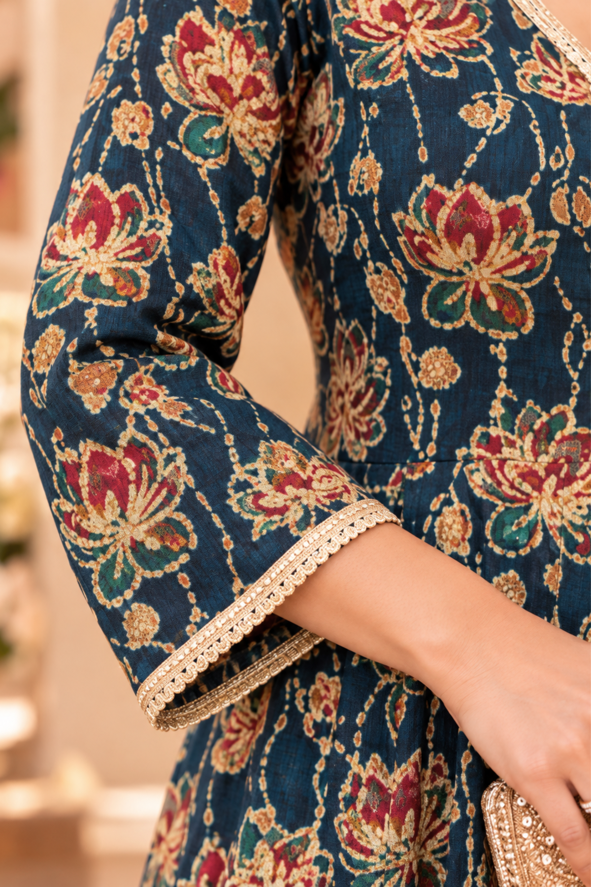 Vintage Delight Chinon Anarkali Dress
