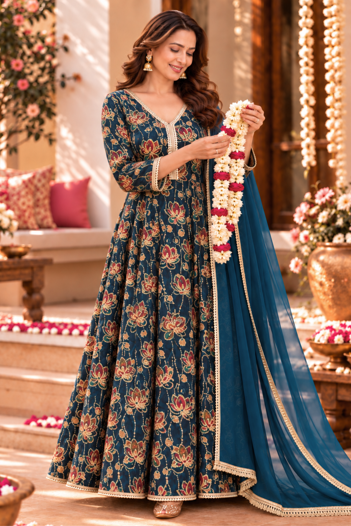 Vintage Delight Chinon Anarkali Dress