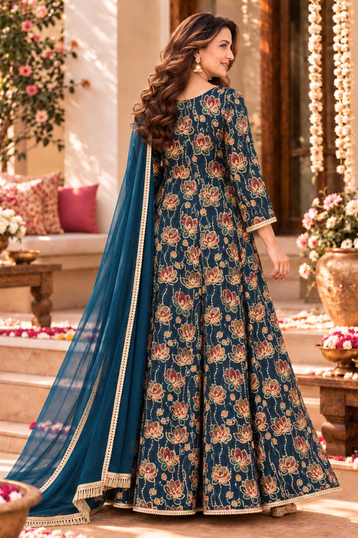 Vintage Delight Chinon Anarkali Dress