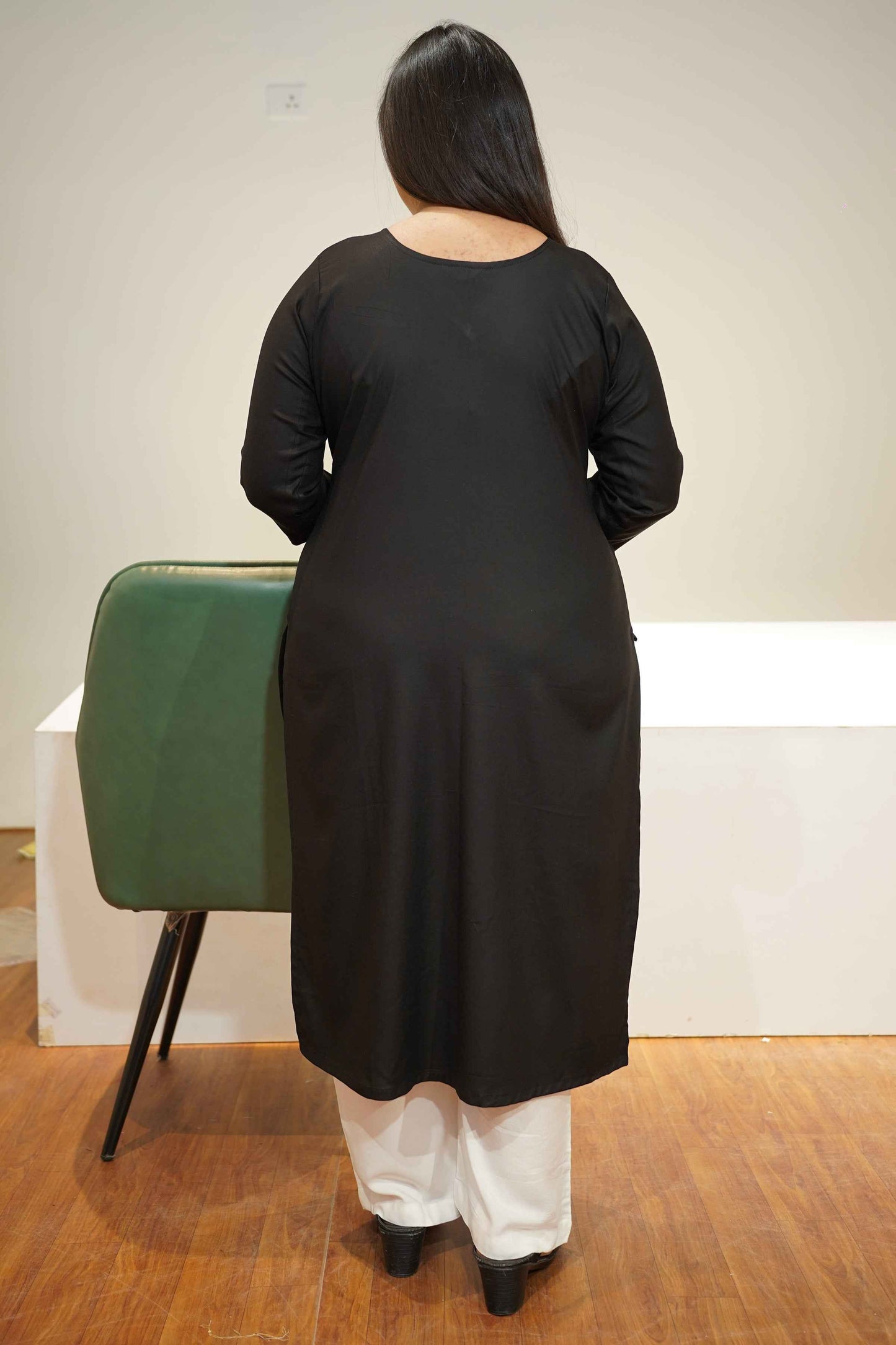 Timeless Black Solid Rayon Kurta