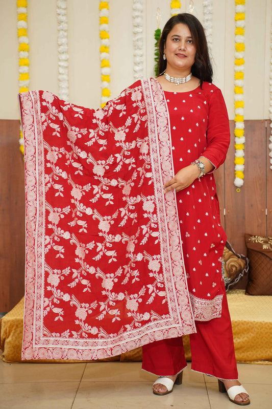 Buy Plus Size ​Timeless Bloom Crepe Suit Set At Apella | Sizes XS to 10 XL | India | Free Delivery | Customized