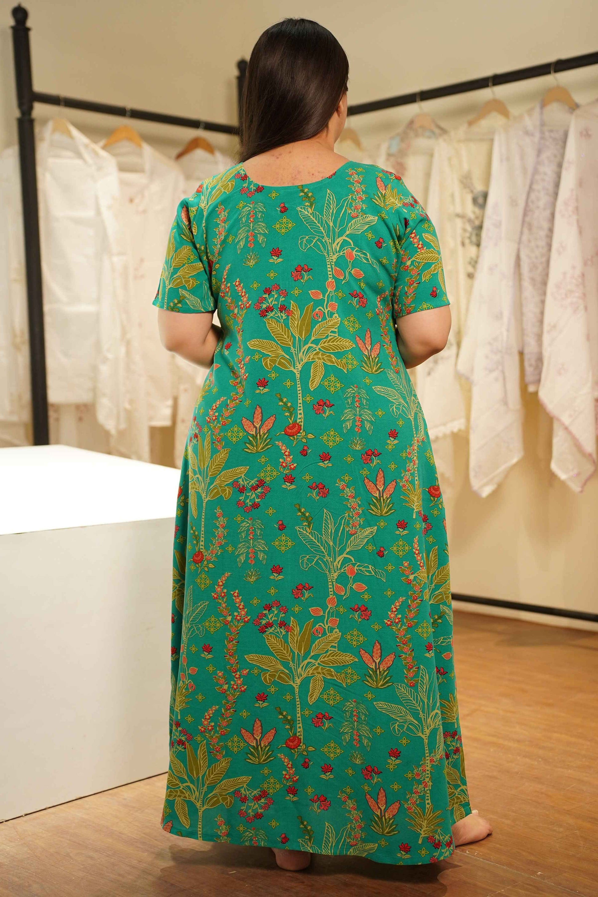 Vibrant Floral Rayon Night Gown