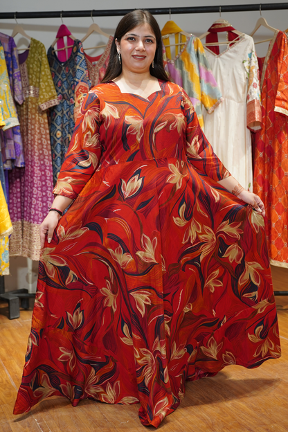 Vintage Mehroon Foiled Rayon Dress With Pockets