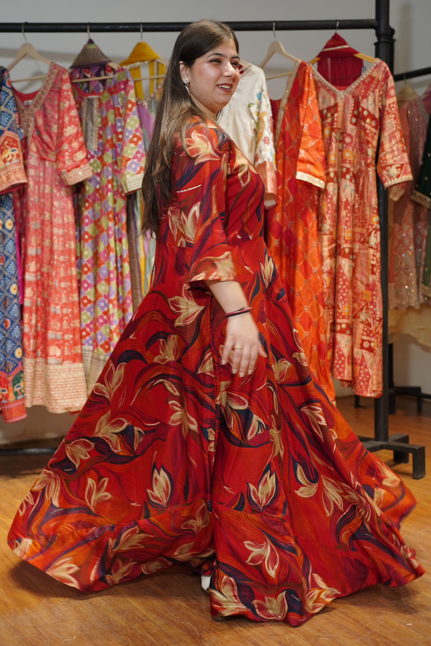 Vintage Mehroon Foiled Rayon Dress With Pockets