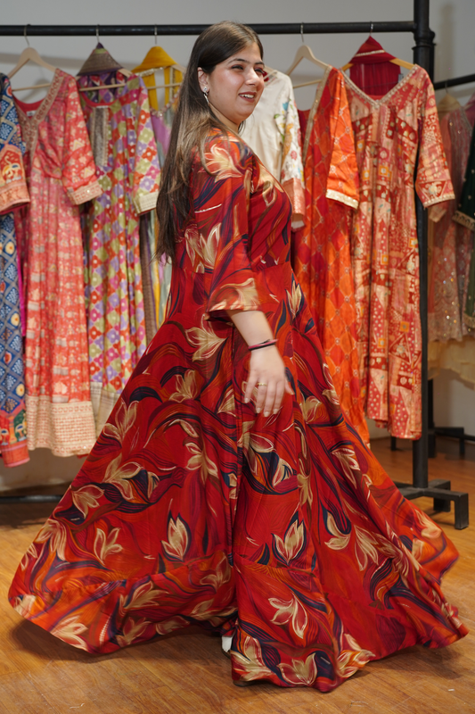 Vintage Mehroon Foiled Rayon Dress With Pockets