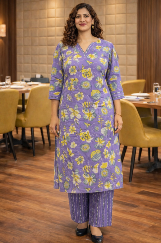 Violet Haze Cotton Suit Set