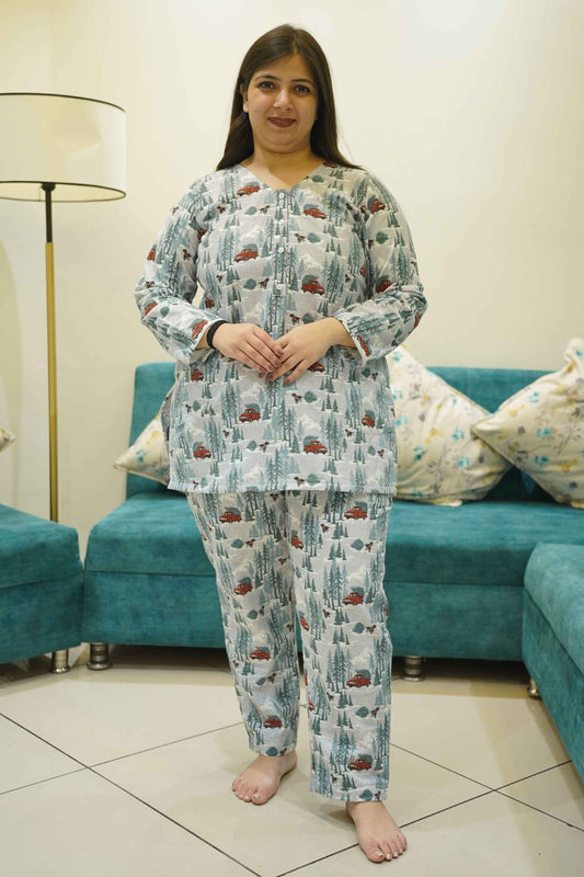 Wheels & Furry Woollen Night Suit