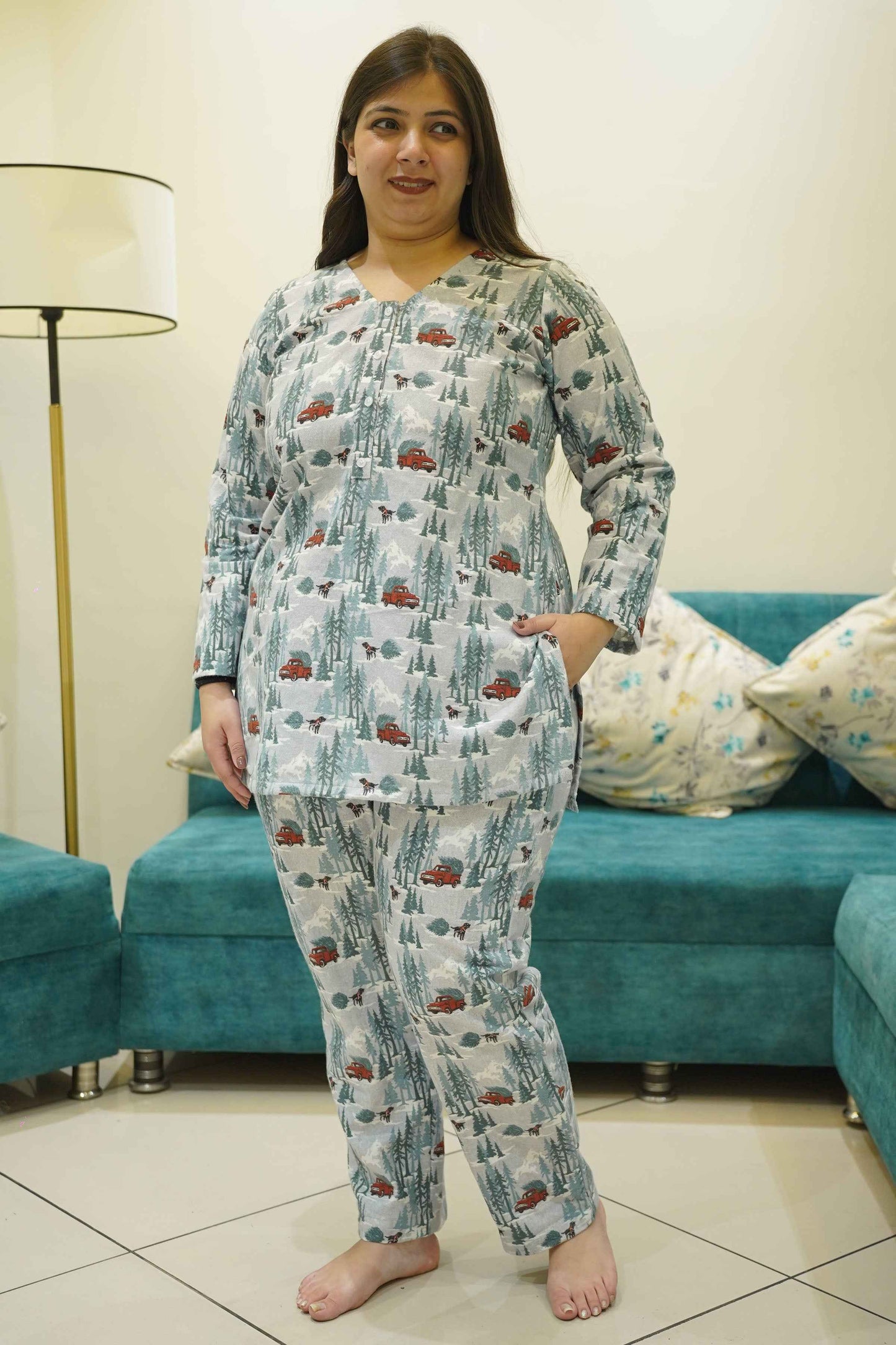 Wheels & Furry Woollen Night Suit