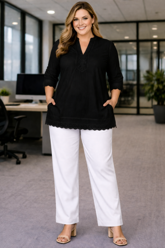 White Anti Wrinkle Kurti Pants
