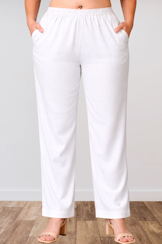 White Anti Wrinkle Kurti Pants
